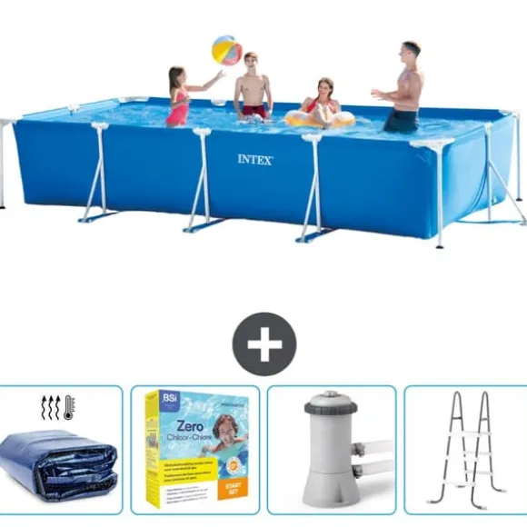 Intex svømmebassin med rektangulær ramme - 450 x 220 x 84 cm - Blå - Inkluderet tilbehør CB13