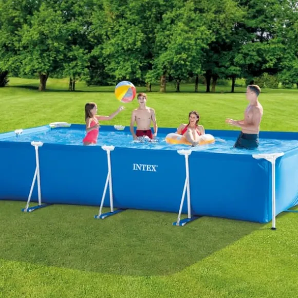 Intex svømmebassin med rektangulær ramme - 450 x 220 x 84 cm - Blå - Inkluderet tilbehør CB13
