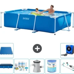 Intex svømmebassin med rektangulær ramme - 260 x 160 x 65 cm - Blå - Inkluderet tilbehør A144