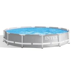 Intex svømmebassin med rund prismeramme - 366 x 76 cm - Grå - Inkluderet tilbehør CB66