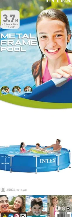 Intex swimmingpool - metalramme - 366 x 76 cm - Inklusiv solsejl, filterpumpe og filter
