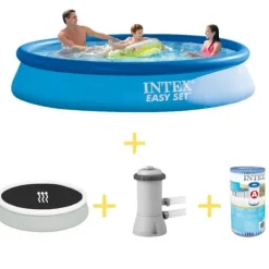 Intex swimmingpool - Nemt sæt - 366 x 76 cm - Inklusiv solsejl, filterpumpe og filter