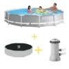 Intex swimmingpool - Prismeramme - 366 x 76 cm - Inklusiv solsejl & filterpumpe