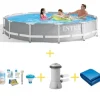 Intex swimmingpool - Prismeramme - 366 x 76 cm - Inklusiv WAYS vedligeholdelsespakke, filterpumpe og jordklud
