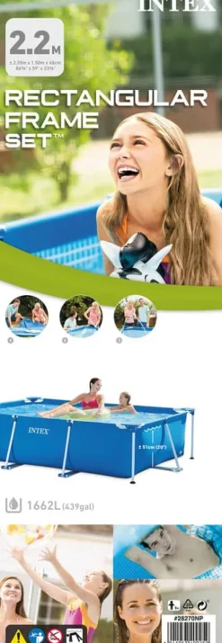 Intex swimmingpool - Rammebassin - 220 x 150 x 60 cm - Inklusiv WAYS vedligeholdelsespakke