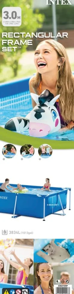 Intex swimmingpool - Rammebassin - 300 x 200 x 75 cm - Inklusiv solsejl