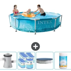 Intex swimmingpool med rund ramme - 305 x 76 cm - Vandprint - Inklusive Tilbehør CB87