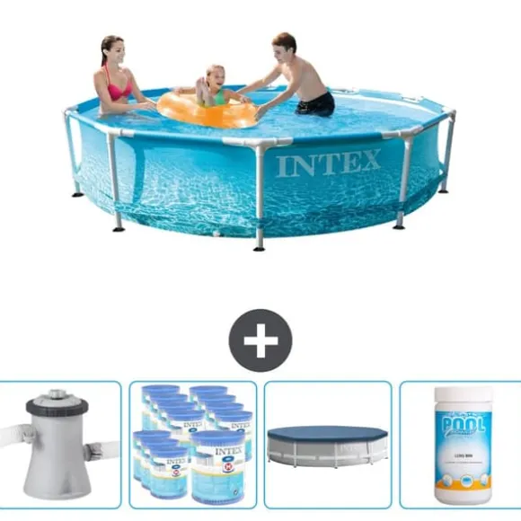 Intex swimmingpool med rund ramme - 305 x 76 cm - Vandprint - Inklusive Tilbehør CB87