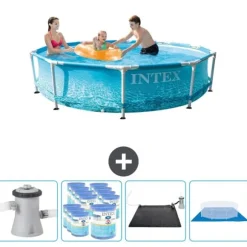 Intex swimmingpool med rund ramme - 305 x 76 cm - Vandprint - Inklusive Tilbehør CB91
