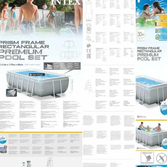 INTEX swimmingpoolsæt Prism Frame 300x175x80 cm rektangulær