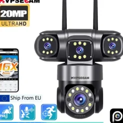 IP Kamera, Quad-Linse, Smart Sporing,1Pcs Wifi Kamera, EU Stik