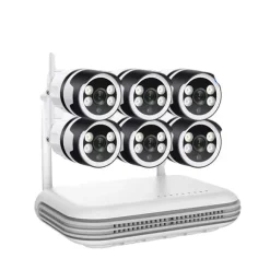 IP Kamera System, 5MP Opløsning, To-Vejs Lyd,8CH og 6stk 3MP Kamera, EU Stik, Ingen