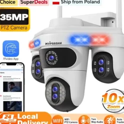 IP Kamera, 10X Optisk Zoom, To-Vejs Lyd,35MP Hvid Ingen Kort, EU Stik