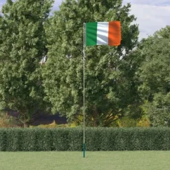 Irsk flag med teleskopisk flagstang 5,55 m | Farve: Grøn, Hvid, Orange | Materiale: Aluminium