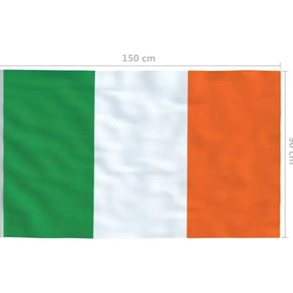 Irsk flag 90x150 cm – Farverigt og holdbart med messingøjer | Størrelse: 90x150 cm