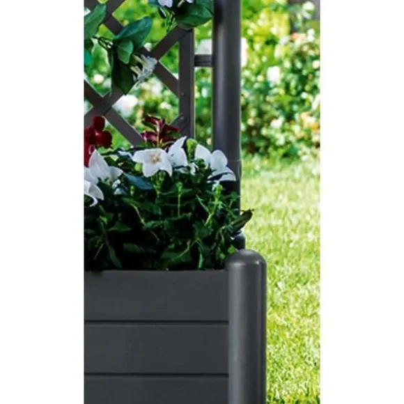 ITALIA fyrkantig blomlåda med spaljé - 30L - Plast - Antracit