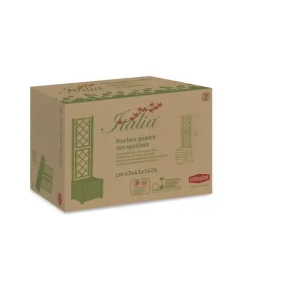ITALIA fyrkantig blomlåda med spaljé - 30L - Plast - Antracit