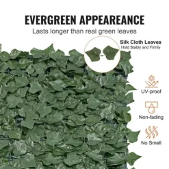 Ivy Privacy-hegn 1,5 x 2,5 m - Kunstigt grøn vægskærm med mesh-bagside til have, balkon og gårdhave dekoration.