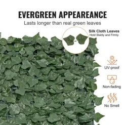 Ivy privatlivshegn, 1,5 x 4 m kunstig grøn væg, mesh-bagside, robust samling. Ideel til have, gård og balkondekoration.