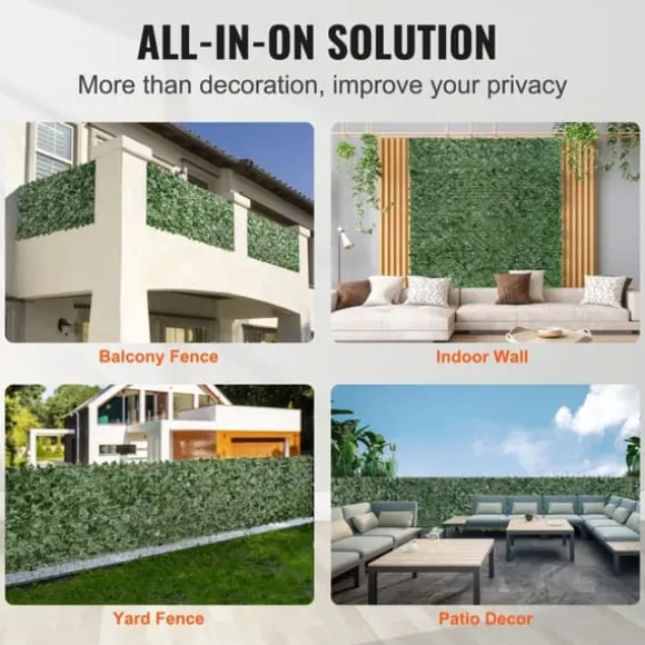 Ivy privatlivshegn, 1,5 x 4 m kunstig grøn væg, mesh-bagside, robust samling. Ideel til have, gård og balkondekoration.