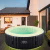 Jacuzzi Læder Premium 4 Personer – Ø184 cm – 812L – 120 Massagedyser – Med Varme, Filterpumpe, Isoleringspaneler & Luksuriøst Læderlook – Sort – Inden | CDON