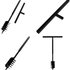 Jordbor med håndtag 120 mm dobbelte spiraler stål sort - Jordbor - Sneglebor - Home & Living