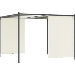 Justerbar pergola med tilbagetrækkeligt tag - 3x3 m | Farve: Creme
