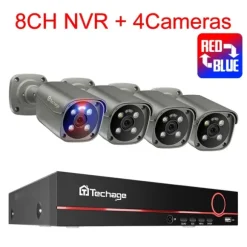 4K Sikkerhedskamera System, To-Vejs Lyd, Farve Natvision,8CH NVR 4PCS Kamera, 1T