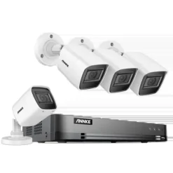 4K Sikkerhedskamera System, 30m IR Nattesyn, IP67 Vandtæt,4CH NVR 4 stk. kamera, 4T
