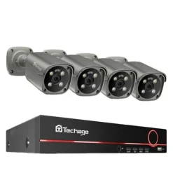 4K Ultra HD Sikkerhedskamera System, AI Menneskeopdagelse, To-Vejs Lyd,Ingen, 8CH NVR og 4 Kamera