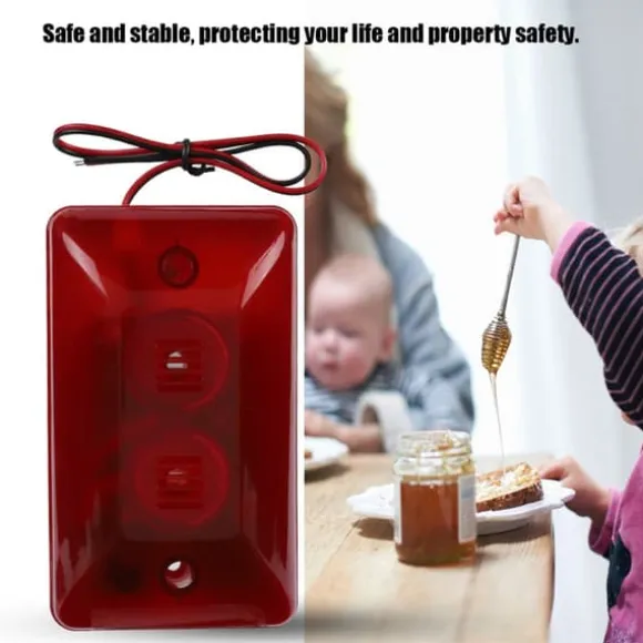Kablet stroboskopisk sirenealarm med 12V 15W lyd og blinkende rødt lys til hjemmehotel
