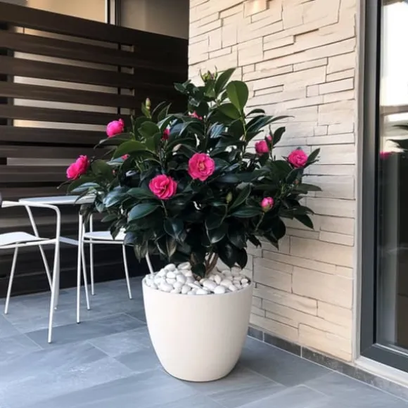 Kamelia japansk rose - Sæt med 2 - Camellia 'Dr. King' - Højde 50-60cm - ⌀15cm