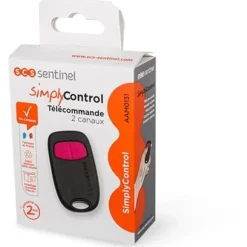 2-kanals fjernbetjening - SCS SENTINEL - SimplyControl - Fuchsia, rækkevidde 40m, frekvens 433,92 MHz, CR2032 lithiumbatteri inkluderet