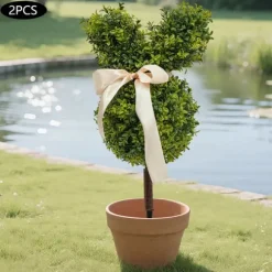 Kaninformet Topiary i Potte - Kunstig Buksbom - Udendørs Dekoration - Harpiks - Til Jubilæum/Udstilling - Grøn