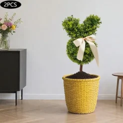 Kaninformet Topiary i Potte - Kunstig Buksbom - Udendørs Dekoration - Harpiks - Til Jubilæum/Udstilling - Grøn