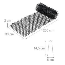 Katteafvisende måtte, 2x200x30 cm, Sort