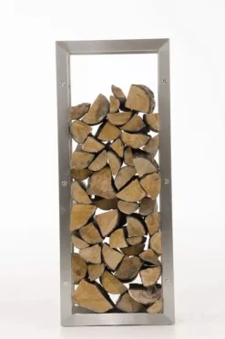 Keri Handcrafted Stainless Steel Firewood Rack Indoor, 25x60x100 cm