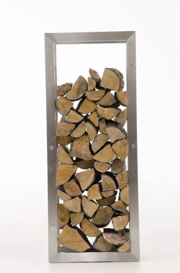 Keri Handcrafted Stainless Steel Firewood Rack Indoor, 25x60x100 cm