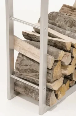 Keri Stainless Steel Firewood Rack - Handcrafted, Durable, Modern Design (25x80x100 cm)