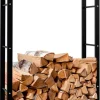 Keri V2 Black Metal Firewood Log Holder Stand Rack - 25x80x100 cm