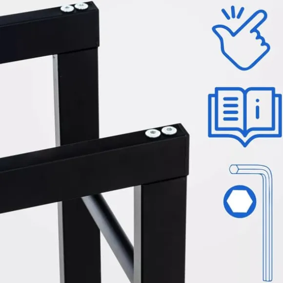 Keri V2 Black Metal Firewood Log Holder Stand Rack - 25x80x100 cm