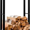 Keri V2 Firewood Rack - Black Metal, 25x60x100 cm