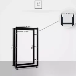 Keri V2 Firewood Rack - Black Metal, 25x60x100 cm