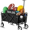 Klapbar trækvogn - Have- og strandvogn - 60 kg Maks belastning - 360° Drejbare hjul - Justerbart håndtag - 73×47×24 cm - Hvid