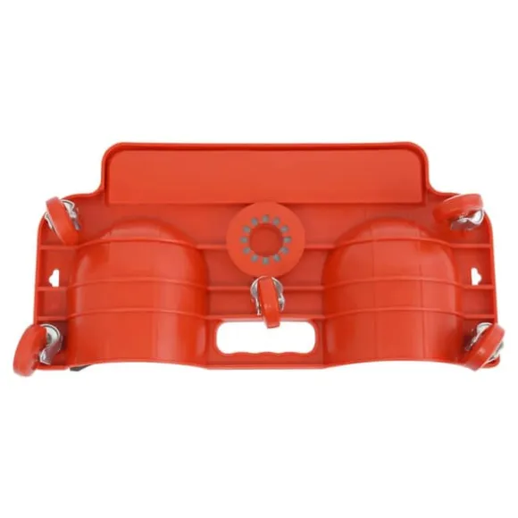 Knævogn - Rullende knæpude med 5 svingbare hjul - Max 100 kg - 51×14 cm - Plast - Rød
