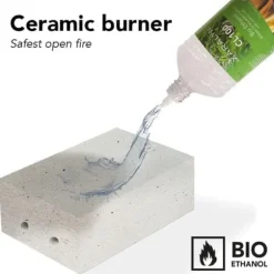 Komfur bioethanol komfur - Fritstående model pejs af metal og glas - Opvarmning 2,5 KW