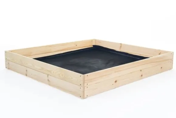 Kompakt 120x120x18 cm fyrretræs højbed med bunddug til bybalkoner