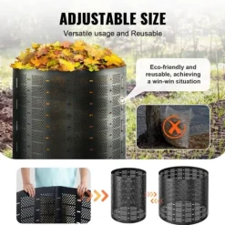 Kompostbeholder 220 gallon, udendørs, udvidelig, nem at opstille, rummelig med hurtig produktion af frugtbar jord.