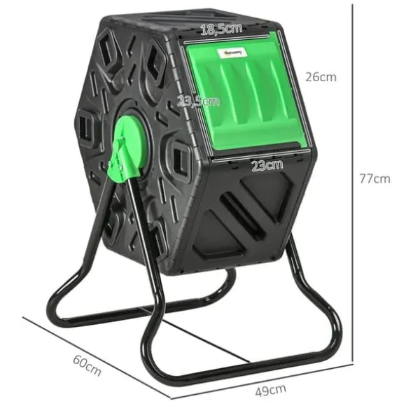 Kompostbeholder 65 L – drejelig hurtigkompost, vejrbestandig plast 60×49×77 cm