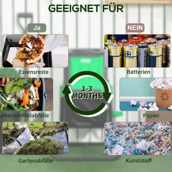 Kompostbeholder 65 L – drejelig hurtigkompost, vejrbestandig plast 60×49×77 cm